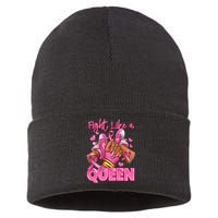 Fight Like A Queen Breast Cancer Support Awareness Sustainable Knit Beanie