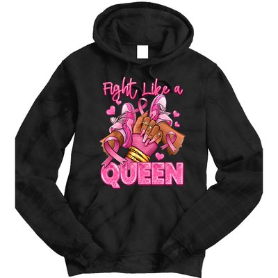 Fight Like A Queen Breast Cancer Support Awareness Tie Dye Hoodie