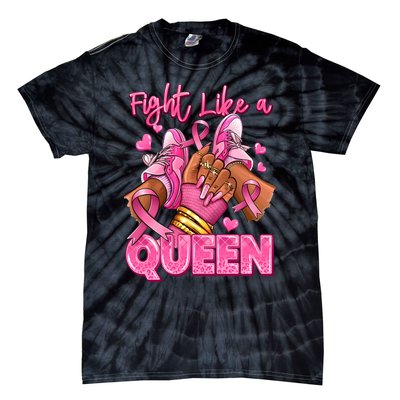 Fight Like A Queen Breast Cancer Support Awareness Tie-Dye T-Shirt