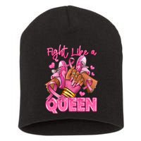 Fight Like A Queen Breast Cancer Support Awareness Short Acrylic Beanie