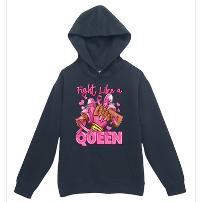 Fight Like A Queen Breast Cancer Support Awareness Urban Pullover Hoodie