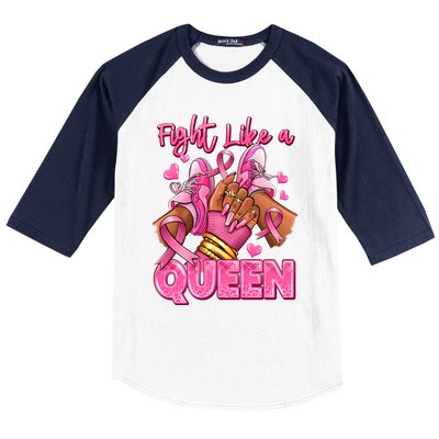 Fight Like A Queen Breast Cancer Support Awareness Baseball Sleeve Shirt