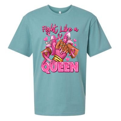 Fight Like A Queen Breast Cancer Support Awareness Sueded Cloud Jersey T-Shirt