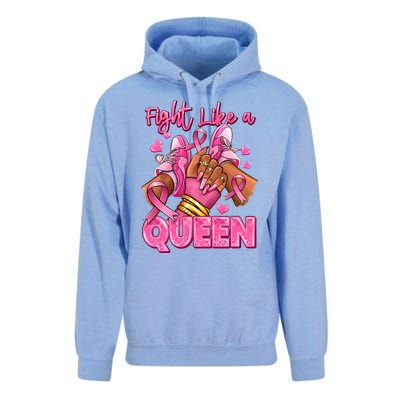 Fight Like A Queen Breast Cancer Support Awareness Unisex Surf Hoodie