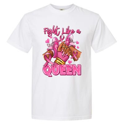 Fight Like A Queen Breast Cancer Support Awareness Garment-Dyed Heavyweight T-Shirt