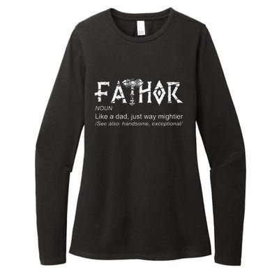 Fathor Like A Dad Just Way Mightier Fathers Day Viking Cute Womens CVC Long Sleeve Shirt