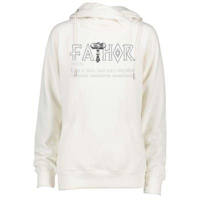 Fathor Like A Dad Just Way Mightier Fathers Day Viking Cute Womens Funnel Neck Pullover Hood