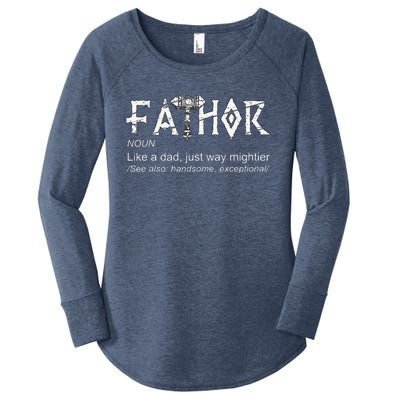 Fathor Like A Dad Just Way Mightier Fathers Day Viking Cute Women's Perfect Tri Tunic Long Sleeve Shirt