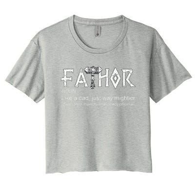 Fathor Like A Dad Just Way Mightier Fathers Day Viking Cute Women's Crop Top Tee