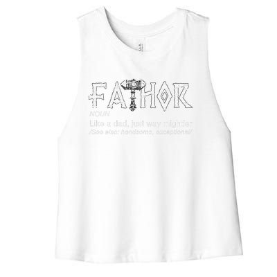 Fathor Like A Dad Just Way Mightier Fathers Day Viking Cute Women's Racerback Cropped Tank