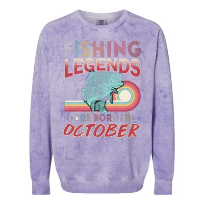 Fishing Legends Are Born In October Colorblast Crewneck Sweatshirt