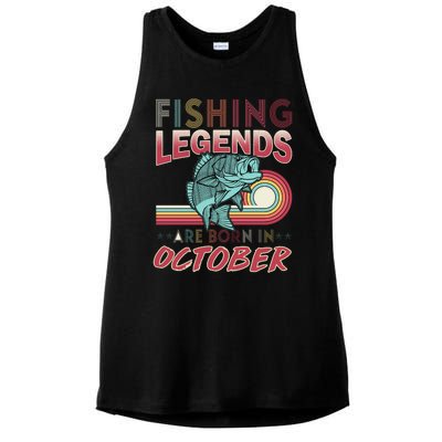 Fishing Legends Are Born In October Ladies PosiCharge Tri-Blend Wicking Tank