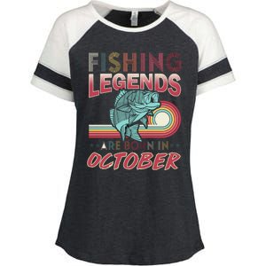 Fishing Legends Are Born In October Enza Ladies Jersey Colorblock Tee