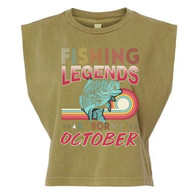 Fishing Legends Are Born In October Garment-Dyed Women's Muscle Tee