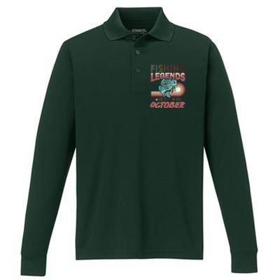 Fishing Legends Are Born In October Performance Long Sleeve Polo