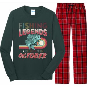 Fishing Legends Are Born In October Long Sleeve Pajama Set