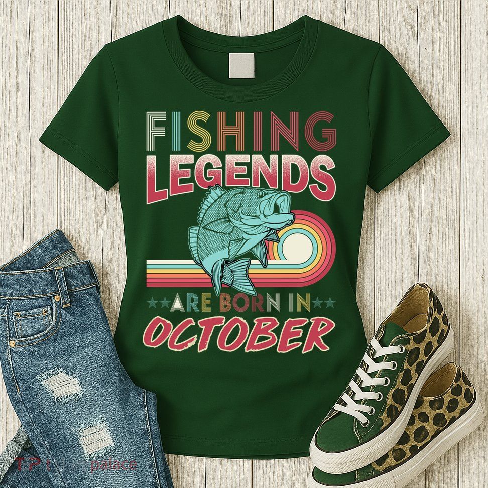 Fishing Legends Are Born In October Womens T-Shirt