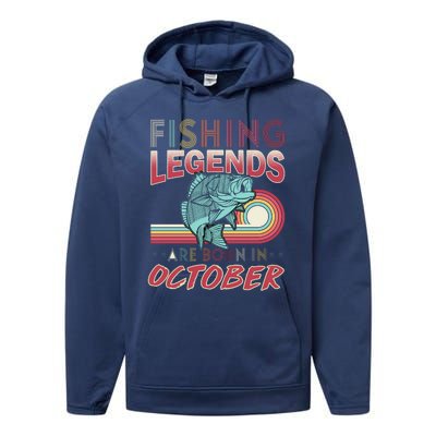 Fishing Legends Are Born In October Performance Fleece Hoodie