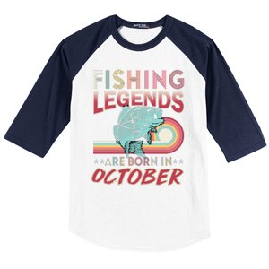 Fishing Legends Are Born In October Baseball Sleeve Shirt