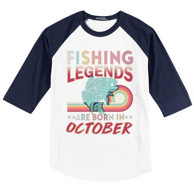 Fishing Legends Are Born In October Baseball Sleeve Shirt