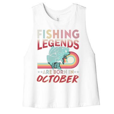 Fishing Legends Are Born In October Women's Racerback Cropped Tank