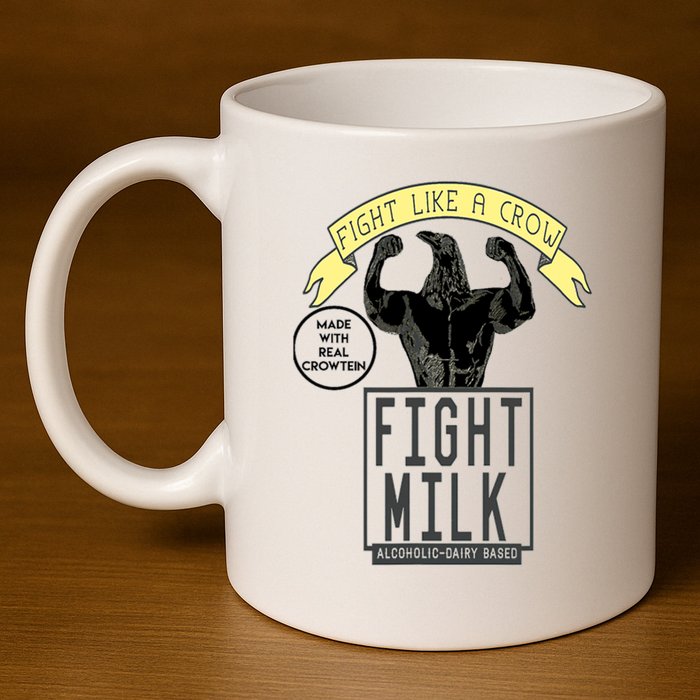Fight Like A Crow Milk 11oz C Handle Ceramic Mug
