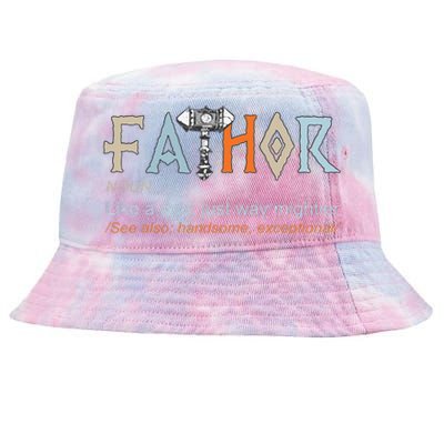 Fathor Like A Dad Just Way Mightier Fathers Day Viking Tie-Dyed Bucket Hat