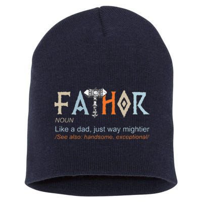 Fathor Like A Dad Just Way Mightier Fathers Day Viking Short Acrylic Beanie