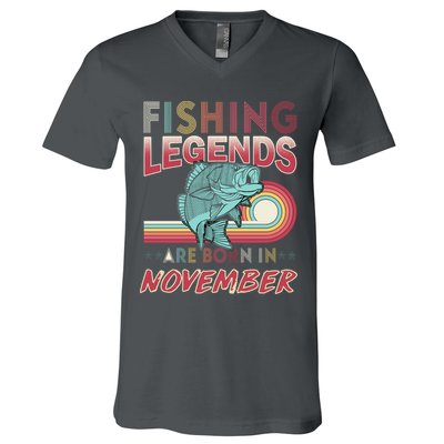 Fishing Legends Are Born In November V-Neck T-Shirt
