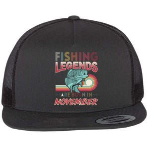 Fishing Legends Are Born In November Flat Bill Trucker Hat