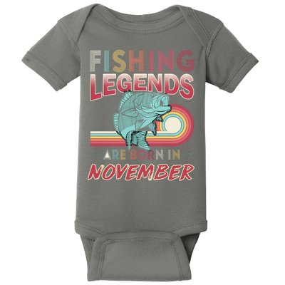 Fishing Legends Are Born In November Baby Bodysuit