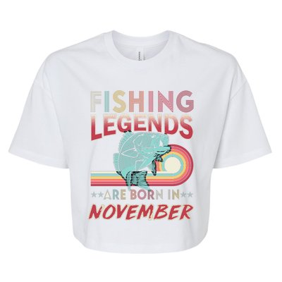 Fishing Legends Are Born In November Bella+Canvas Jersey Crop Tee