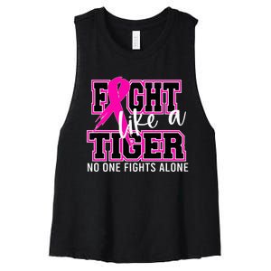 Fight Like A Tiger School Spirit Breast Cancer Awareness Women's Racerback Cropped Tank