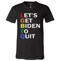 Funny LGBTQ Anti Biden Let's Get Biden To Quite V-Neck T-Shirt