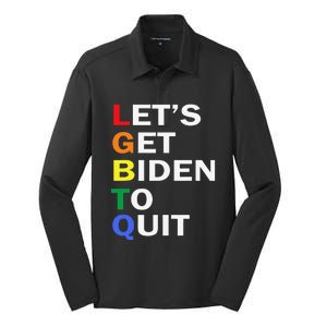 Funny LGBTQ Anti Biden Let's Get Biden To Quite Silk Touch Performance Long Sleeve Polo