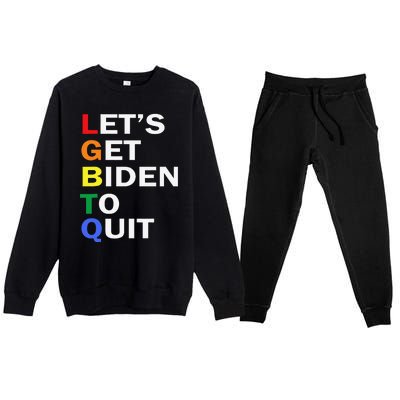 Funny LGBTQ Anti Biden Let's Get Biden To Quite Premium Crewneck Sweatsuit Set