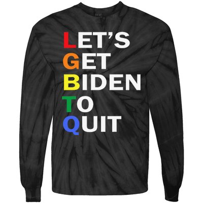 Funny LGBTQ Anti Biden Let's Get Biden To Quite Tie-Dye Long Sleeve Shirt