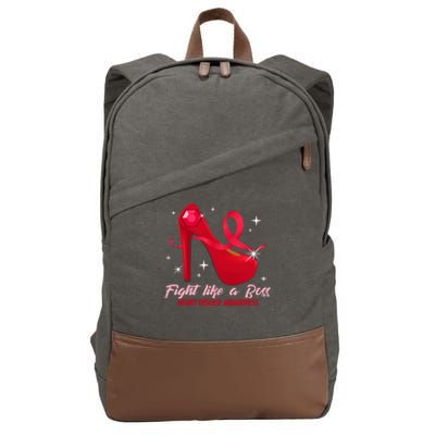 Fight Like A Boss Heart Health Heart Disease Awareness Gift Cotton Canvas Backpack