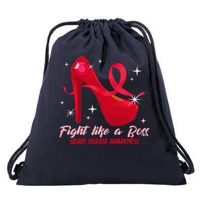 Fight Like A Boss Heart Health Heart Disease Awareness Gift Drawstring Bag