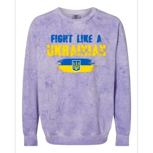 Fight Like A Ukrainian I Stand With Ukraine Support Trident Flag Colorblast Crewneck Sweatshirt