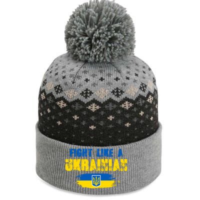 Fight Like A Ukrainian I Stand With Ukraine Support Trident Flag The Baniff Cuffed Pom Beanie