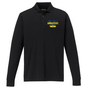 Fight Like A Ukrainian I Stand With Ukraine Support Trident Flag Performance Long Sleeve Polo