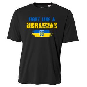 Fight Like A Ukrainian I Stand With Ukraine Support Trident Flag Cooling Performance Crew T-Shirt