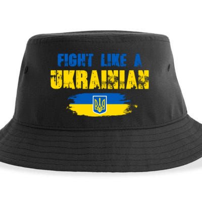 Fight Like A Ukrainian I Stand With Ukraine Support Trident Flag Sustainable Bucket Hat