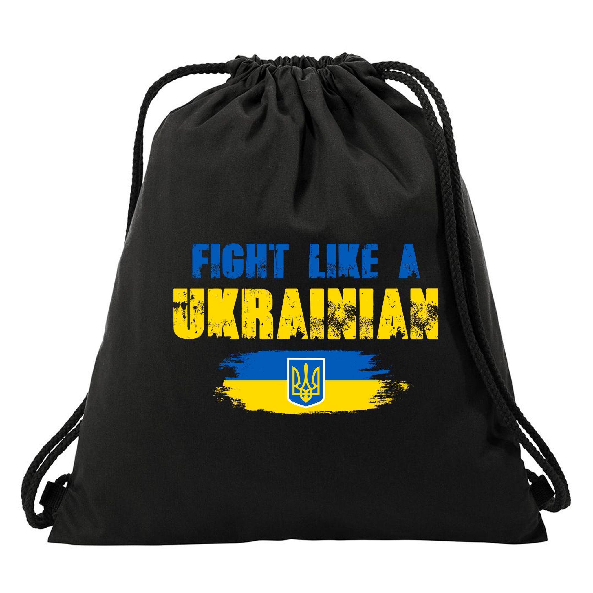 Fight Like A Ukrainian I Stand With Ukraine Support Trident Flag Drawstring Bag