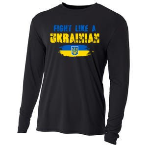 Fight Like A Ukrainian I Stand With Ukraine Support Trident Flag Cooling Performance Long Sleeve Crew