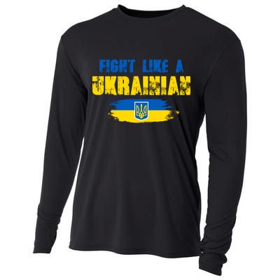 Fight Like A Ukrainian I Stand With Ukraine Support Trident Flag Cooling Performance Long Sleeve Crew