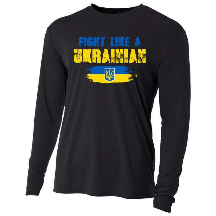 Fight Like A Ukrainian I Stand With Ukraine Support Trident Flag Cooling Performance Long Sleeve Crew