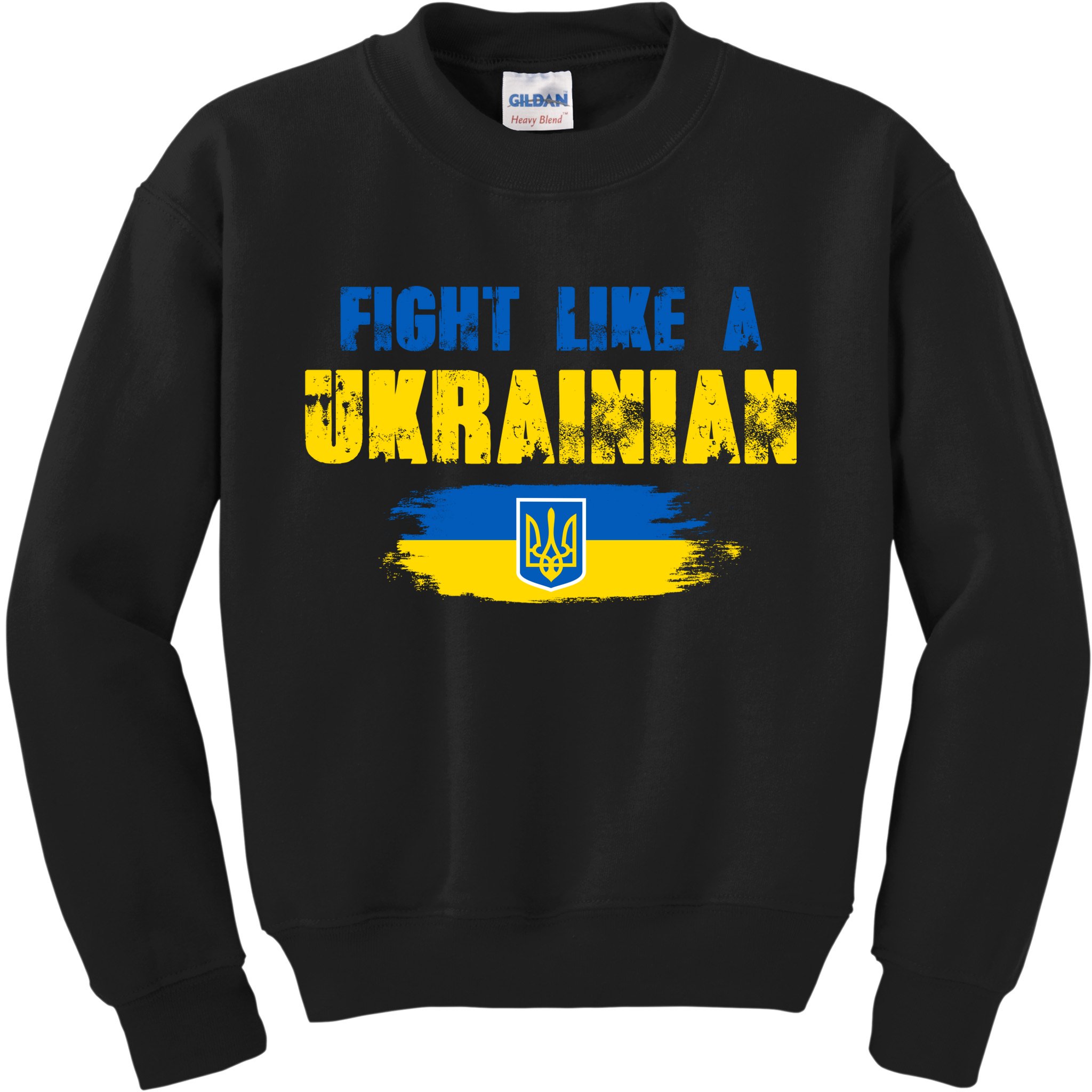 Fight Like A Ukrainian I Stand With Ukraine Support Trident Flag Kids Sweatshirt
