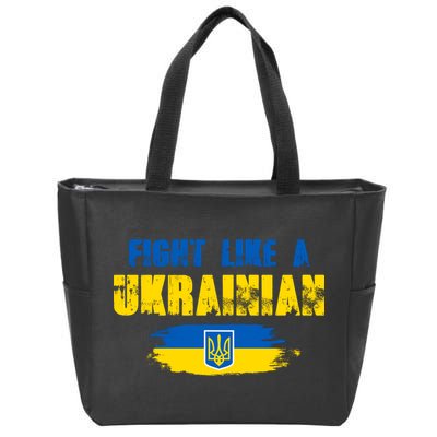 Fight Like A Ukrainian I Stand With Ukraine Support Trident Flag Zip Tote Bag